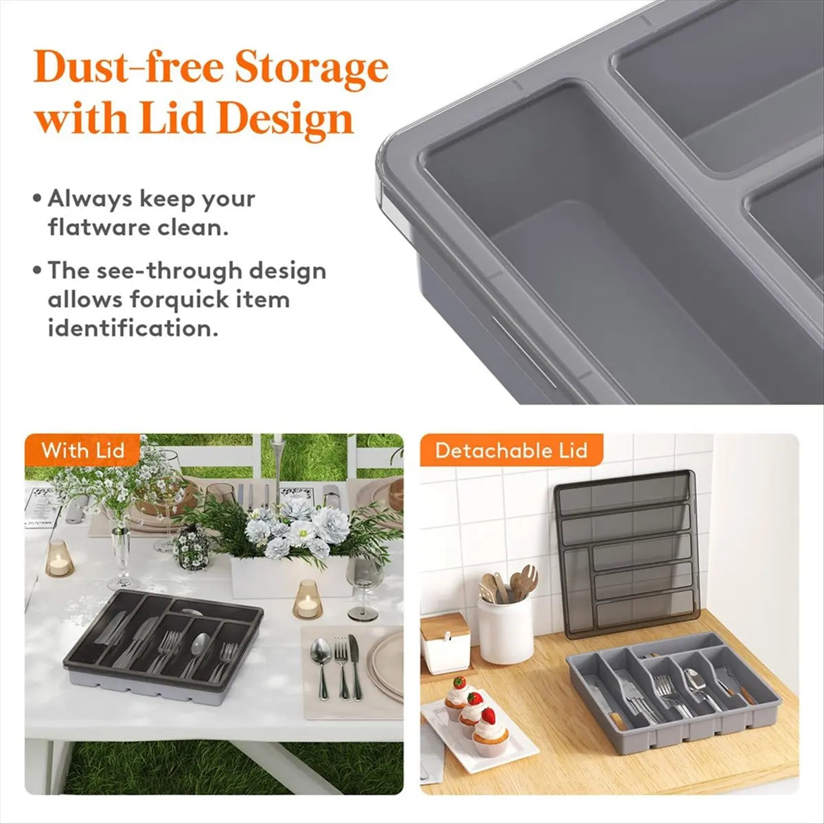 Covered Flatware Organizer